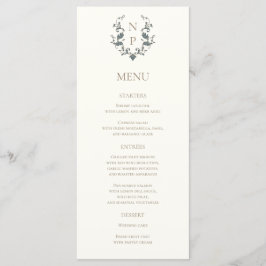 Cartão de Menu de Noiva Elegante e Ornamentado