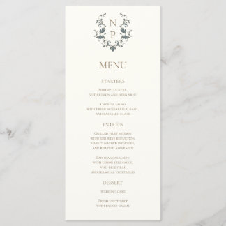 Cartão de Menu de Noiva Elegante e Ornamentado