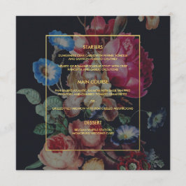 Cartão de Menu de Noiva Floral Vintage Escuro