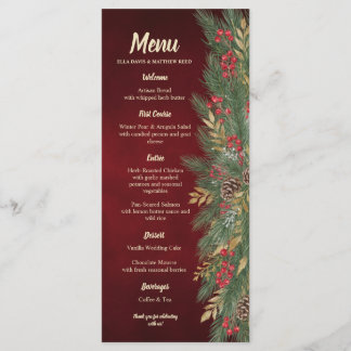 Cartão de Menu de Noivado de Natal Elegante com Se