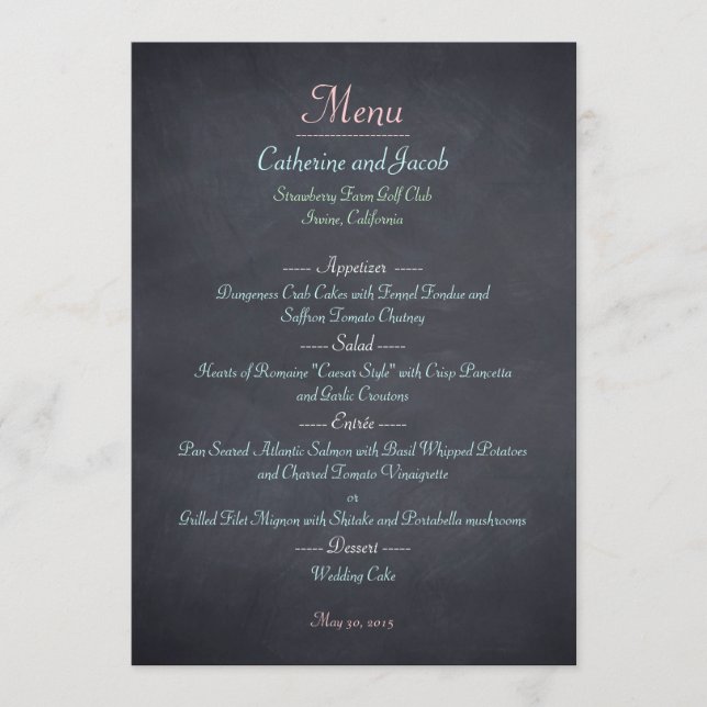 Cartão de Menu de Olhar de Quadro (Frente)