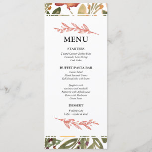 Cartão de Menu de Pintura de Bloom Botânico