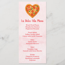 Cartão de Menu de Pizza em Forma de Coração | Xadr