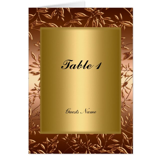 Cartão de Menu de Posicionamento da Mesa de Ouro (Frente)