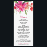 Cartão de Menu de Posse de Pavimento Pink Watercol<br><div class="desc">Este cartão floral faz parte de uma suíte de casamento. Itens correspondentes estão disponíveis na minha loja.</div>