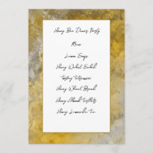 Cartão de Menu de Quadro Dourado