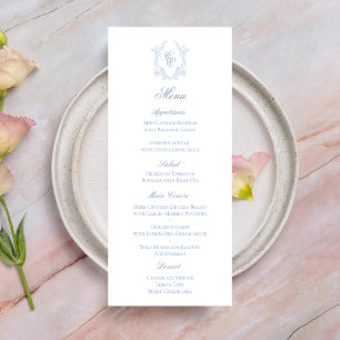 Cartão de Menu de Recepção de Casamento com Crista
