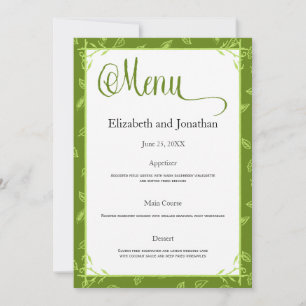 Cartão de Menu de Recepção de casamento de Saí