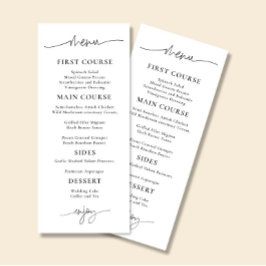 Cartão de Menu de Recepção de Casamento Minimalist