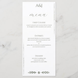 Cartão de Menu de Recepção de Casamento Minimalist