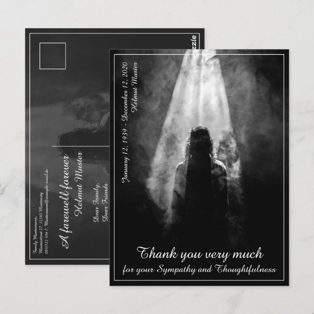 Cartão de Menu de Refeição Funeral Para a luz (Frente/Verso)