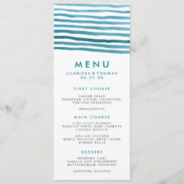 Cartão de Menu de Stripe de Água Azul