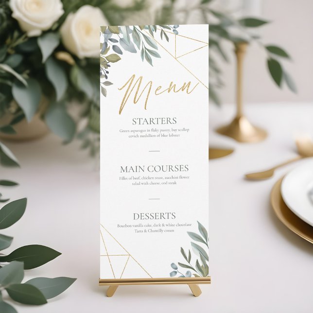 Cartão de Menu de Terrário Geométrico & Vegetação  (Minimal Greenery & Geometric Terrarium Menu Card)