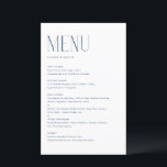 Cartão de Menu de Tipografia Minimalista Moderna A<br><div class="desc">Cartão de menu personalizável com tipografia moderna. Personalize adicionando a data e a escolha da refeição. Este cartão de menu azul-marinho minimalista é perfeito para casamentos,  chás de fraldas,  chás de panela,  aniversários e muito mais.</div>
