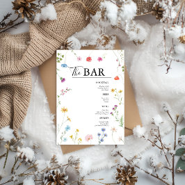 Cartão de Menu do Bar de Bebidas de Casamento de F