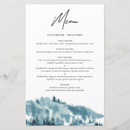 Cartão de Menu do Casamento no inverno da Floresta