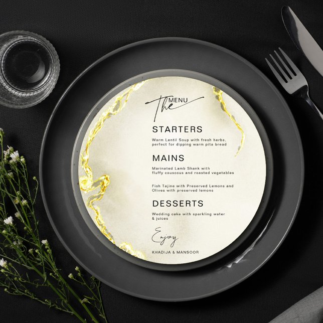 Cartão de Menu do Círculo Caseiro Islâmico Dourado (Criador carregado)