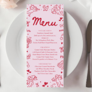Cartão de Menu do Dia dos Namorados com Corações V