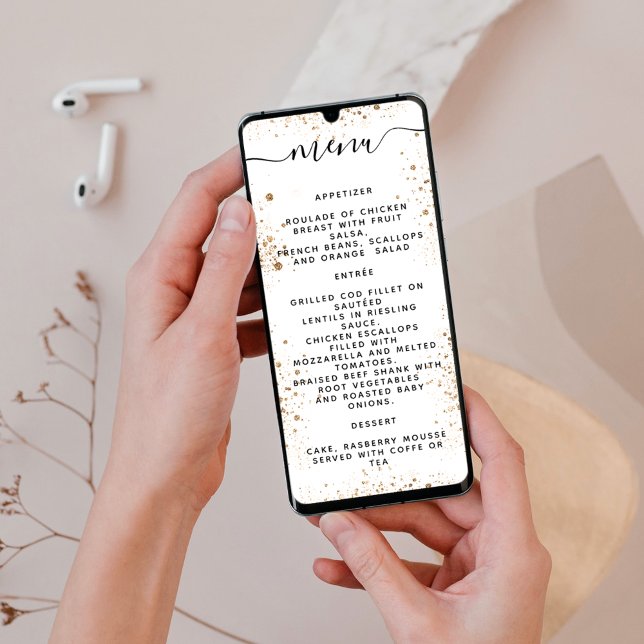 Cartão de menu do programa brilho dourado branco (Criador carregado)