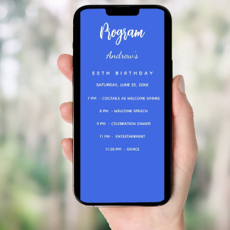Cartão de menu do programa real de aniversário azu