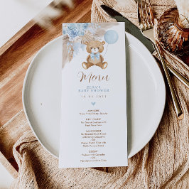 Cartão de Menu do Urso Dusty Blue Boho
