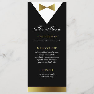 Cartão de Menu Dourado e Preto, Moderno, Formal