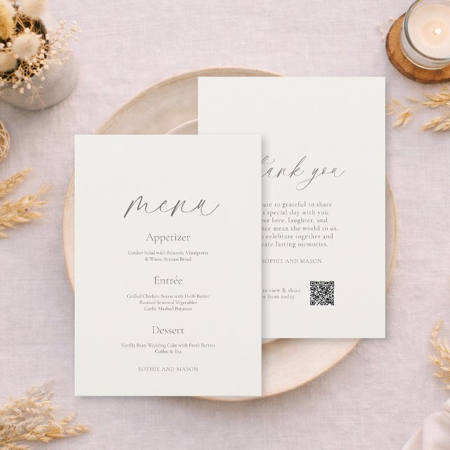 Cartão de Menu e Agradecimento de Casamento Frente (Criador carregado)