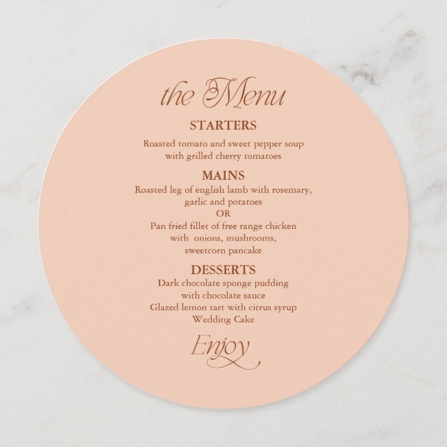 Cartão de Menu e Lugar de Casamento em Círculo Com (Verso)