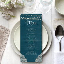 Cartão de Menu Elegância Rústica Teal Escura