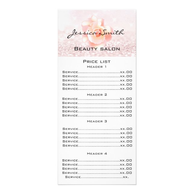 Cartão de menu elegante de rosa de luxo moderno de (Frente)