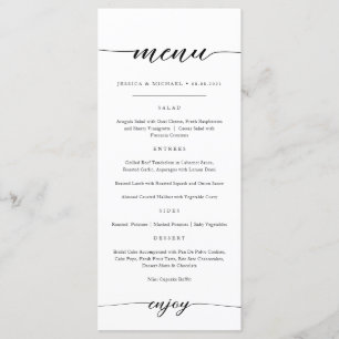 Cartão de Menu Elegante e Minimalista