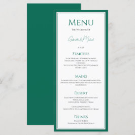 Cartão de Menu Elegante Emerald Green Wedding