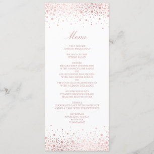Cartão de Menu Elegante Faux Rosa Gold Foil Confet