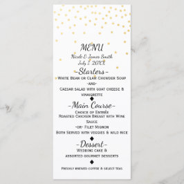 Cartão de Menu Elegante Pequeno Branco com Confete