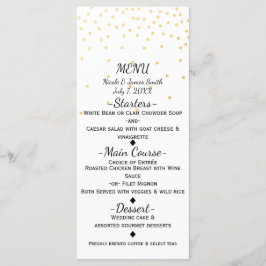 Cartão de Menu Elegante Pequeno Confete Dourado Br