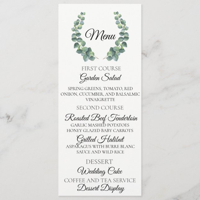 Cartão de Menu Eucalyptus Wreath (Frente)
