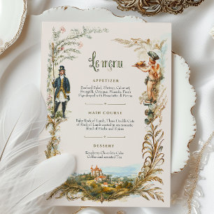 Cartão de Menu Europeu Clássico Vintage French
