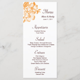 Cartão de Menu Flor Laranja Dogwood