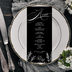 Cartão de Menu Flor Selvagem Escura Elegante