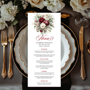 Cartão de Menu Floral Boho Dourado Marsala Sofisti