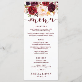 Cartão de Menu Floral Burgundy