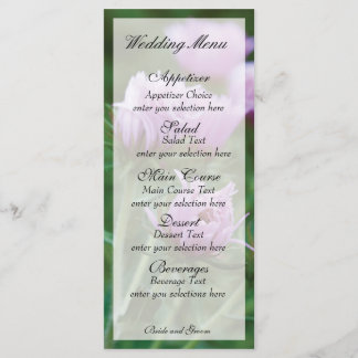 Cartão de menu floral cor-de-rosa