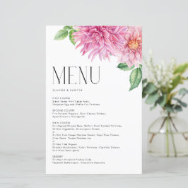 Cartão de Menu Floral das Flores Dahlia Cor-de-Águ