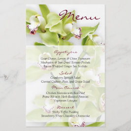 Cartão de Menu Floral de Casamento Floral da Orquí