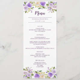 Cartão de Menu Floral de Casamento Floral Lilac Wa