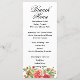 Cartão de Menu Floral de Casamento Rosa e Pêssego