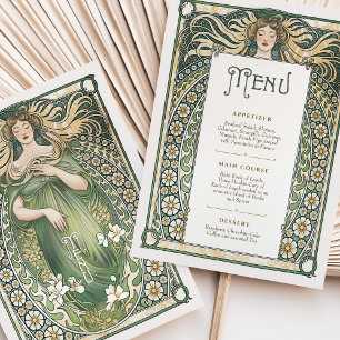 Cartão de Menu Floral de Nouveau Art Nouveau