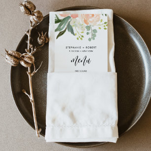Cartão de Menu Floral de Pêssego CORA