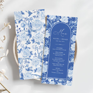 Cartão de Menu Floral de Porcelana Blue Chinoiseri
