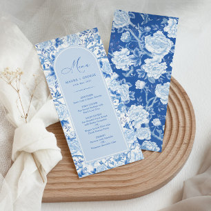 Cartão de Menu Floral de Porcelana de Chinoiserie